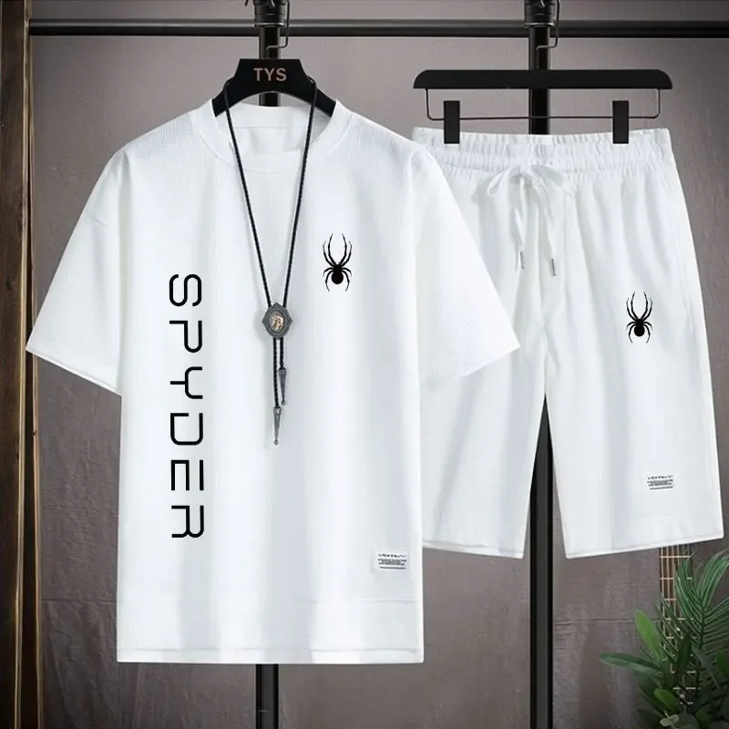 

Korean Men's Tracksuit Short Sleeve T-shirts And Sports Shorts Summer Casual Outfits Joggers Sets Men's Two Piece Suit