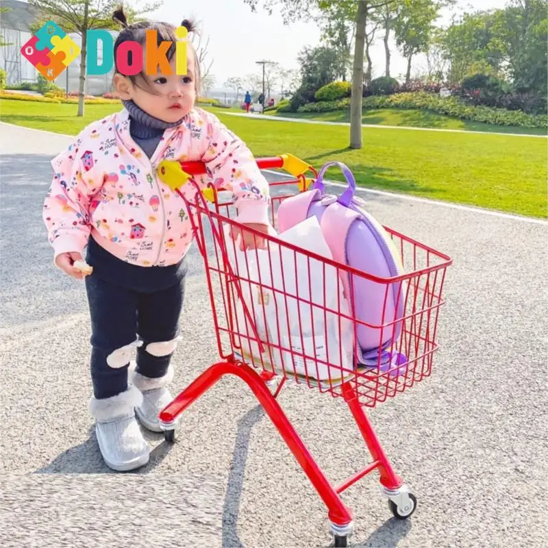 DokiToy Children's Shopping Cart Baby Supermarket Small Iron Cart Mini Play House Net Red Photography Props Gift Trolley 2023 2