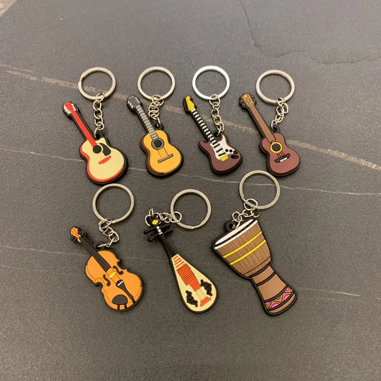 Silicone Guitar Keychain - Cartoon Musical Instrument Gift Pendant