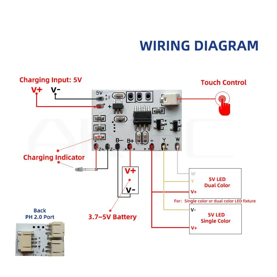 Mini LED Lade Touch Control Board DC 5V 2A Single/Dual/RGB Dimmer Lichter Panel Ein/Aus Schalter für DIY Buche Foto Rahmen Lampen – Detail 10