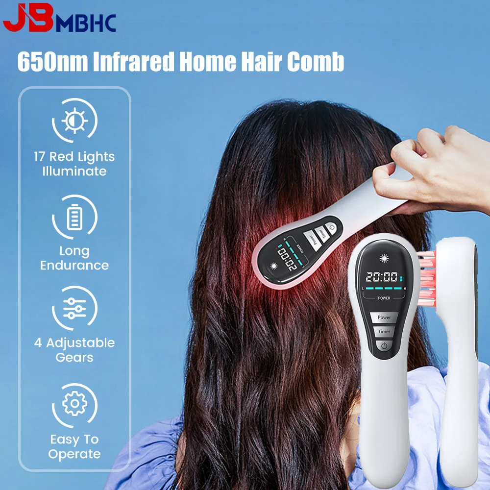 

650nm Hair Regrowth Laser Comb Head Scalp Massager Anti Hair Loss Hairbrush Laser Hair Growth Comb Infrared Loss Treatment Tool