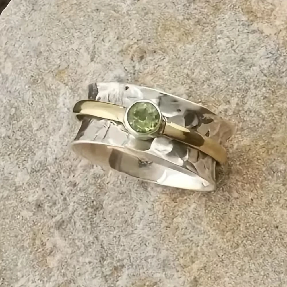 Two color creative fashion color zirconium ring new European and American popular hand jewelry size 6-10 2