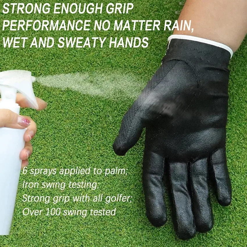 Men's Golf Glove Rain Grip Both Left and Right Hand Value 1 Pair for Hot Wet Weather Fit Size Small Medium Large XL XXL