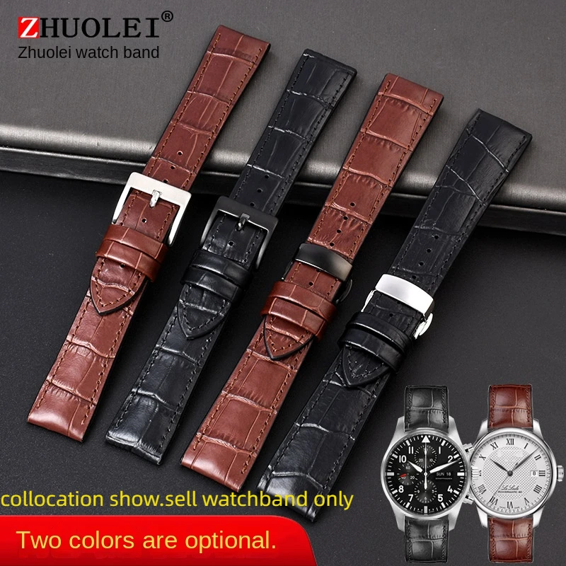 Per Qualsiasi Cinturino Di Marca Per Rolex Omega Iwc Leather Man Black Brown Watch Strap Cinturino In Fluorurubber 22 Fibbia Pieghevole Antisudore