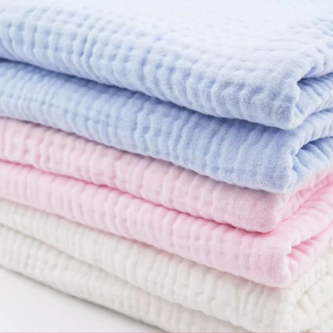 4겹 230g 코튼 무슬린 원단 부드럽고 통기성 좋은 크링클 거즈 원단  속싸개 블..