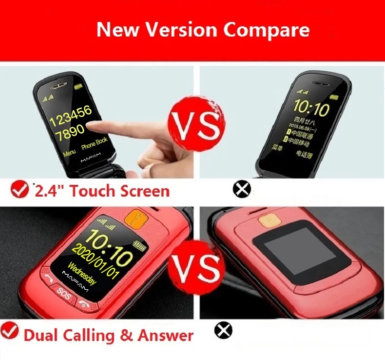 Telephome Portable Senior Gros Bouton Bouton SOS Sonnerie Super Puissante, Longue Durée De