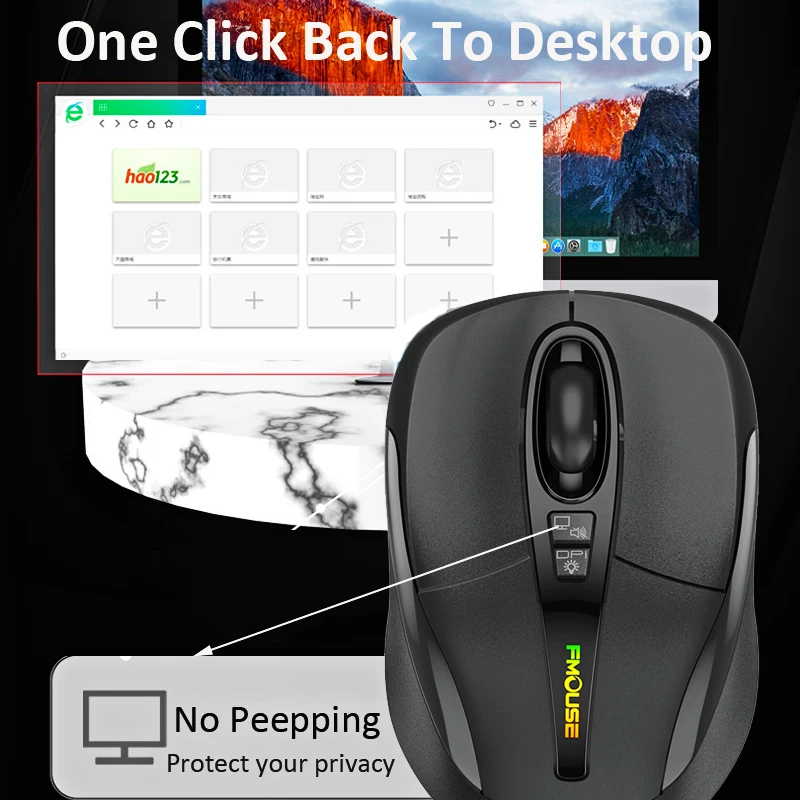 Wireless Mouse Multi-Function Bluetooth 2.4G One-Click To Desktop Type-C Rechargeable Mute Silent RGB Backlight 2400DPI