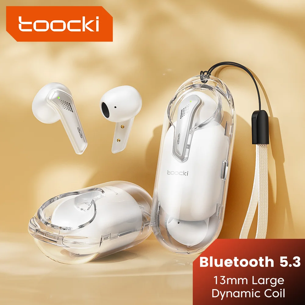 Fones de ouvido sem fio Toocki-TWS, Bluetooth 5.3, 28db, verdadeiros fones de ouvido sem fio, fones de ouvido semi-intra-auricular de baixa latência