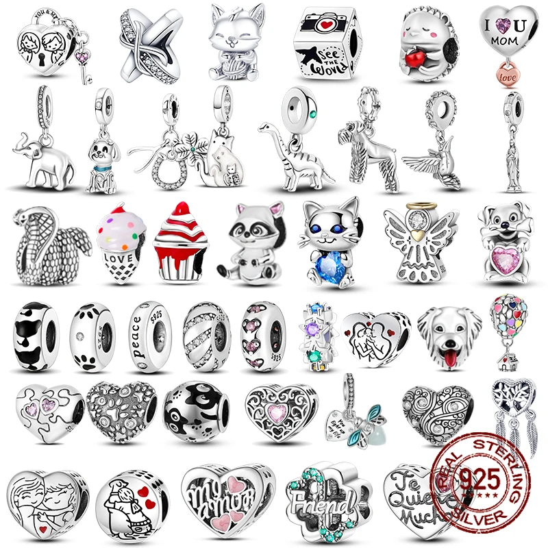 925 Sterling Silver Love Family Tree Snowflakes Dangle Beads Fit Original Charms Bracelets DIY Bead Women Jewelry Making