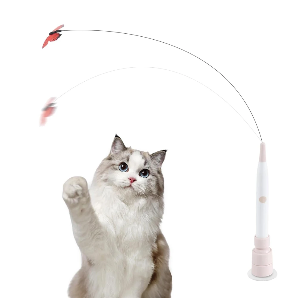 Switchable Butterfly Pattern Cat Teasing Stick Interactive Toy 