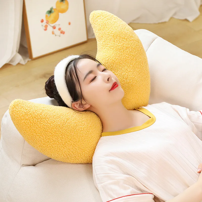 INS Popular Plush Yellow Moon Ball Shape Cushion Stuffed Donut Twist Bar Throw Pillow Home Decoration Room Pillow Birthday Gift 3