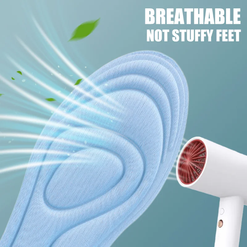 5D Massage Sports Insoles Sole High Elastic Shock Absorption Shoe Pad Men Women Insole Sneakers Soft Cotton Corrective Shoe Pads