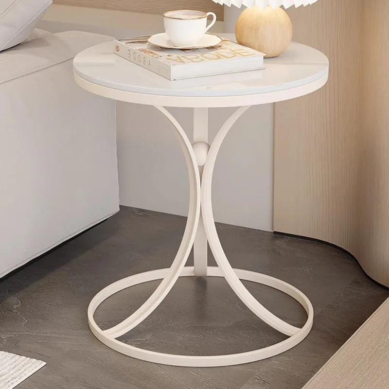 Современный круглый журнальный столик для гостиной, минималистичные журнальные столики из белого мрамора, железные дизайнерские столы, Скандинавская мебель