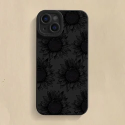 Sunflower Pattern Silicone Soft Phone Case - Black for Redmi Note 11 Or 11S (1)
