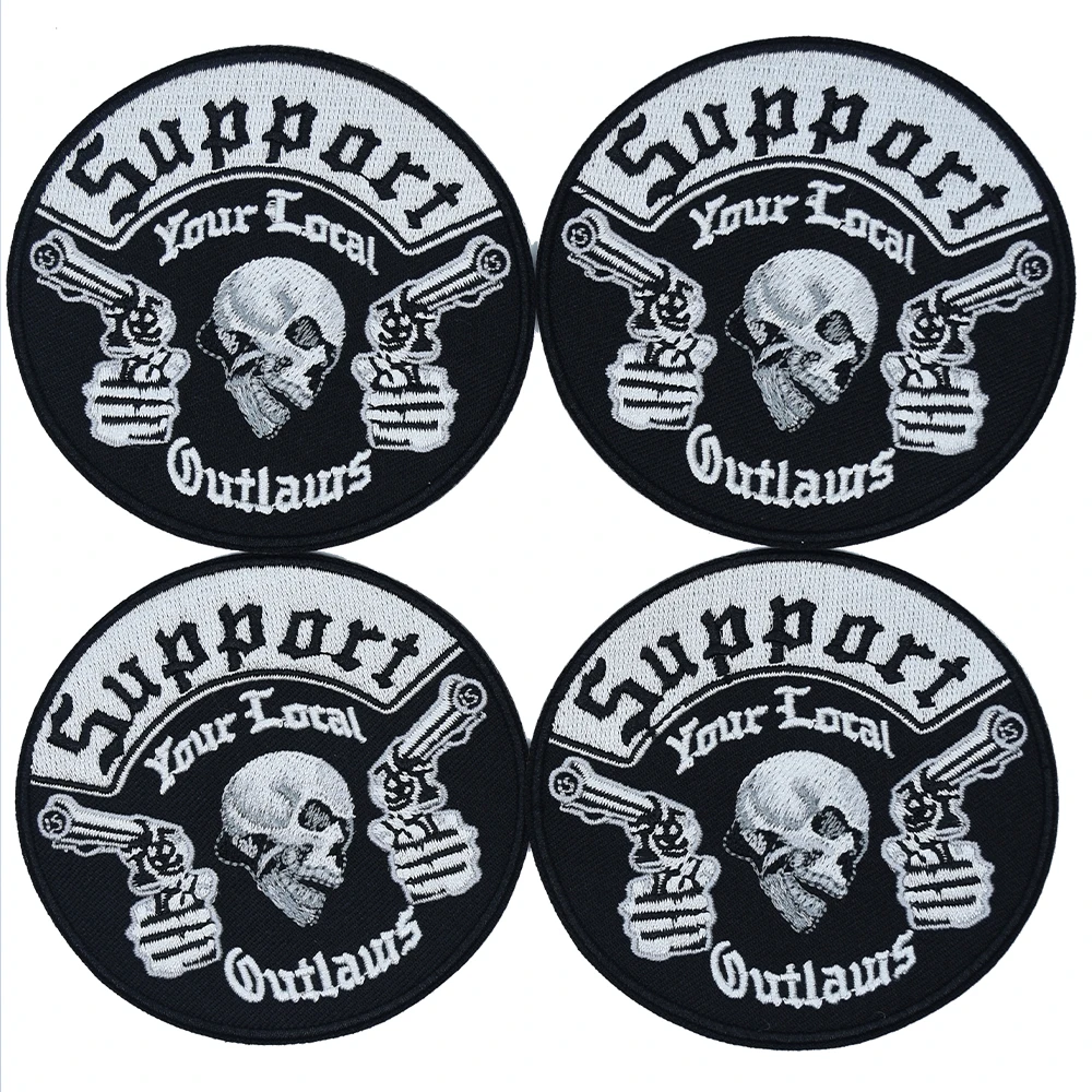 지역 불법 오토바이 패치 자수, 해골 뼈 바이커 맞춤 자켓용 다리미 부착