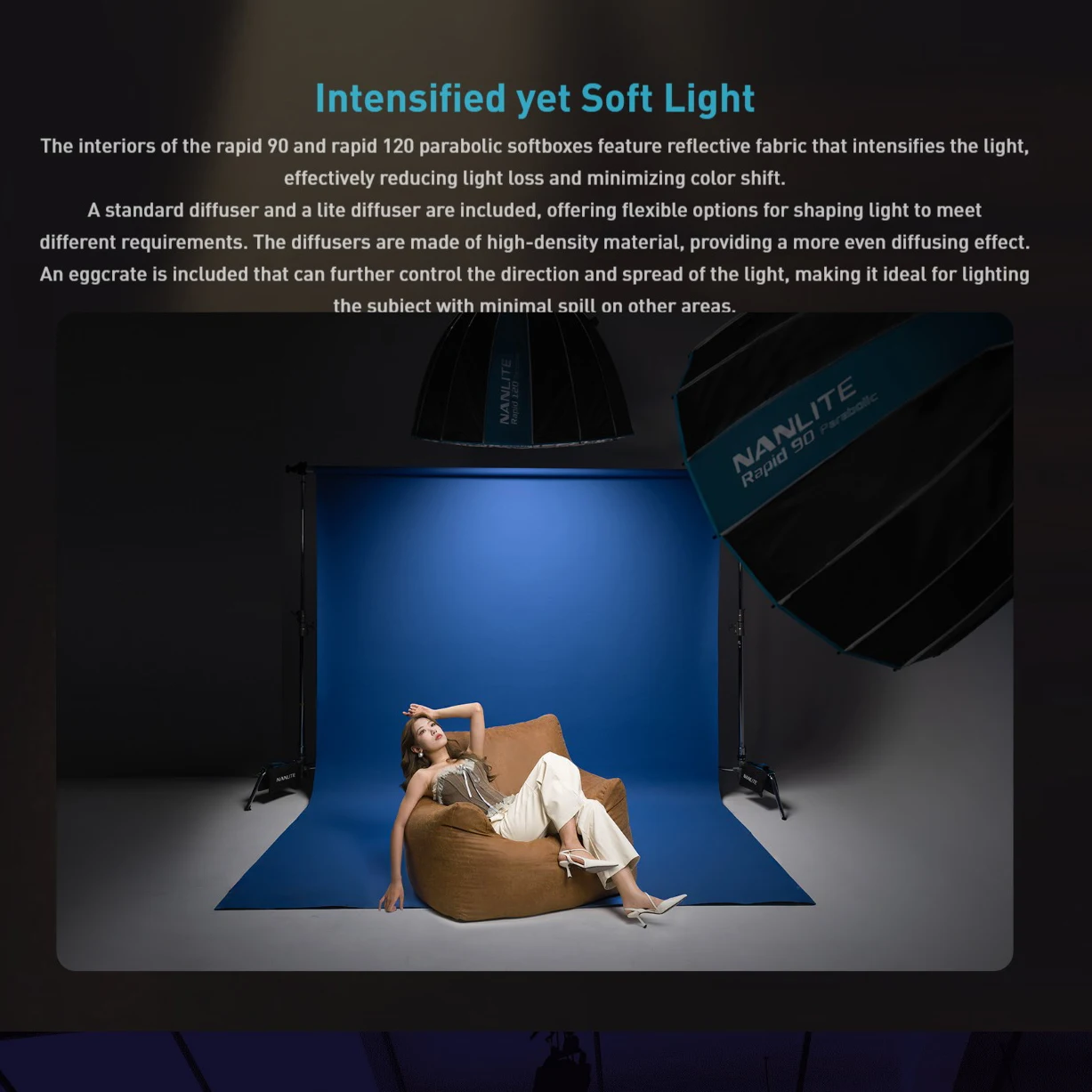 NANLITE Rapid 90CM 120CM Parabolic Softbox Quick Installation with Bowens Mount for Photography Live Fill Light Accessories photography softbox bowens mount softbox portable softbox