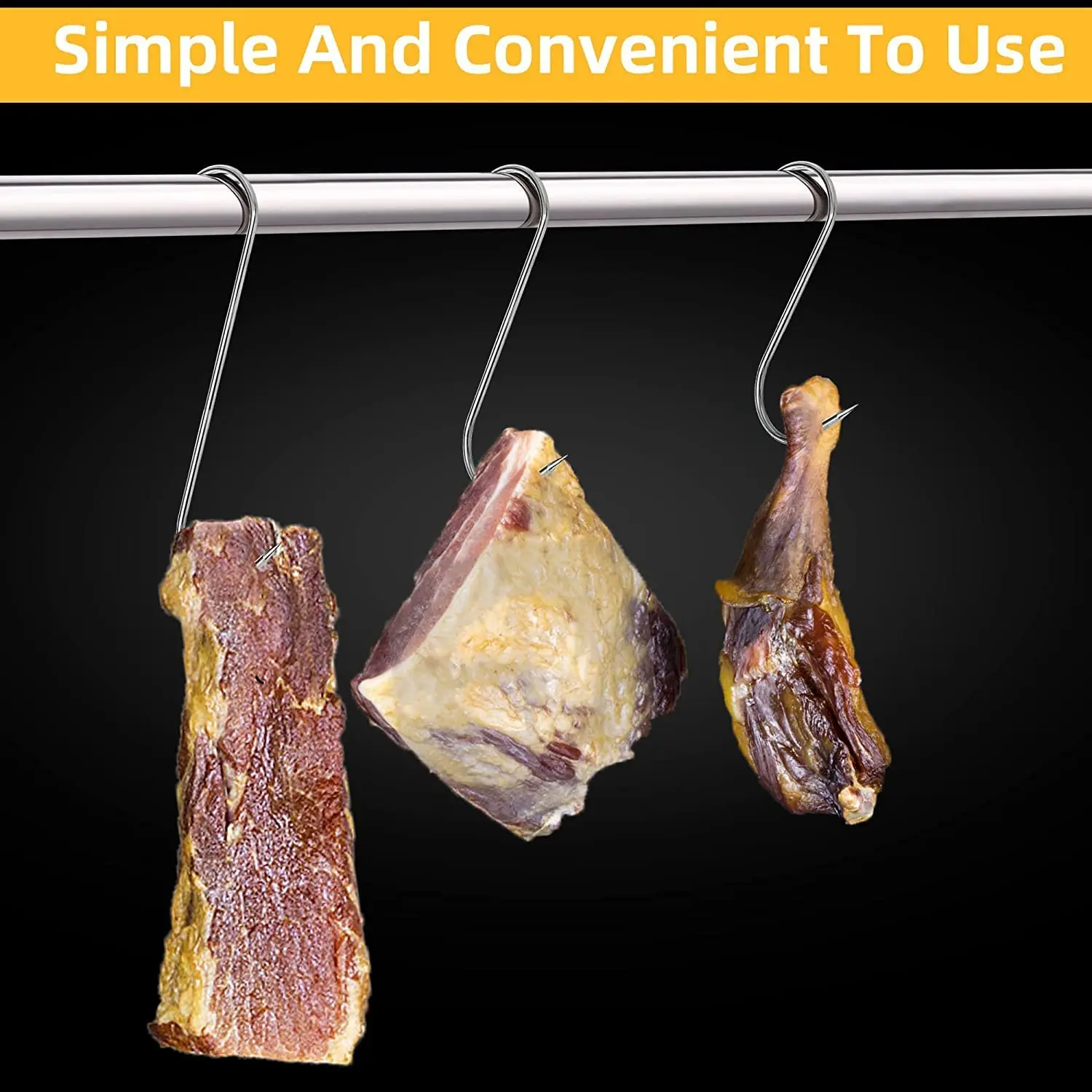 10Pcs 매달려 고기 스테인레스 스틸 날카로운 프롱 S-후크 바베큐 돼지 고기 소시지 베이컨 햄에 대한 헤비 듀티 정육점 가공 옷걸이