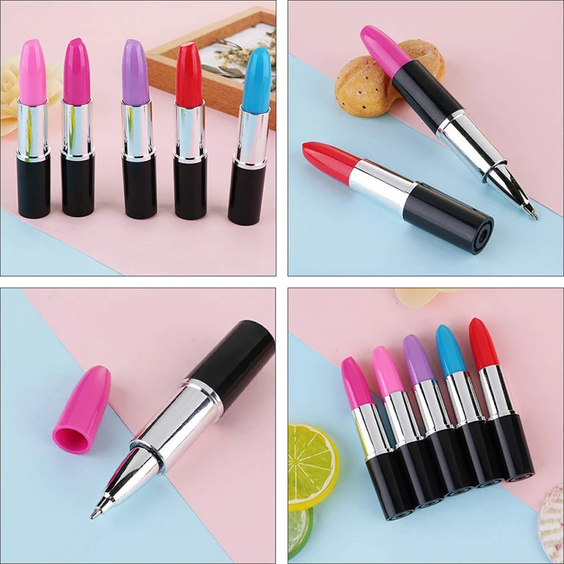 10pcs Ballpoint Pen Lipstick Shape Novelty Pens Lipstick Ink Pens Mini Ballpoint Pens for Women Girls Teacher Party Favors