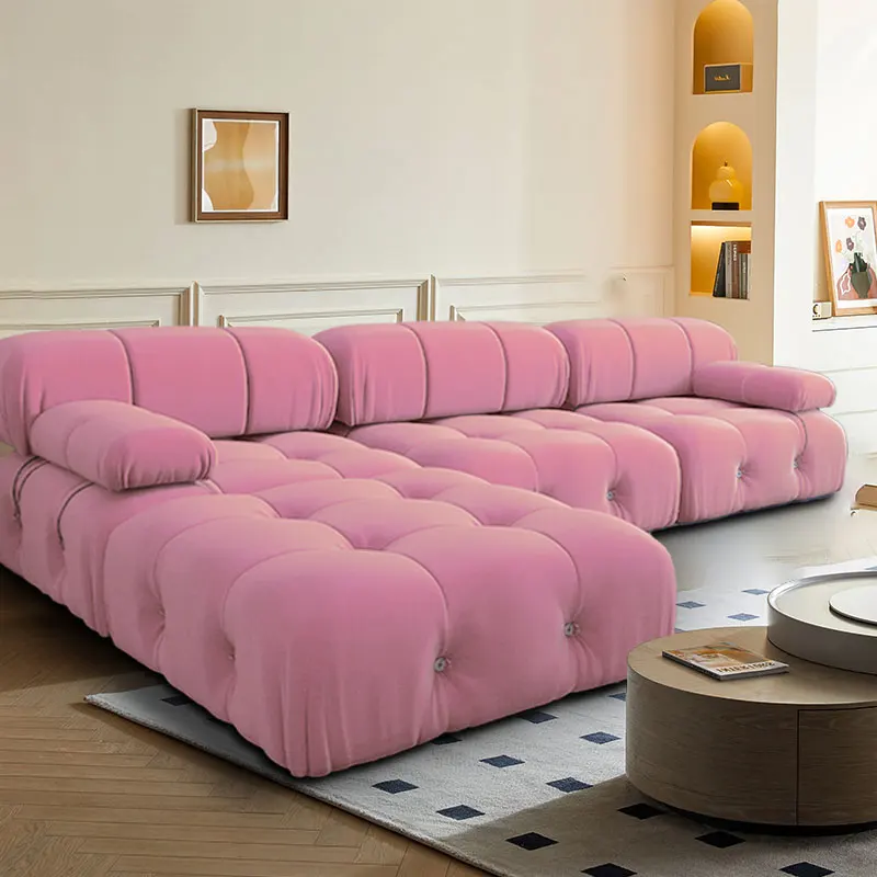 Villa Contemporary Fabric Sectional Sofa Big Comfortable Solid Wood Frame Furniture for Hotel or Apartment Living Room Use