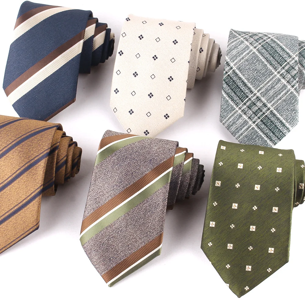 Brown Green Striped Ties For Men Women Floral Neck Tie For Wedding Business Classic Groom Neckties Fashion Men's Stripe Neck Tie tie set wedding ties