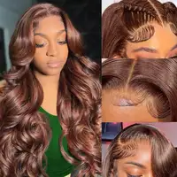 30 40 pouces chocolat brun vague de corps perruques de cheveux humains 13X4 HD dentelle frontale perruques pour les femmes coloré humide et ondulé dentelle avant perruque 2