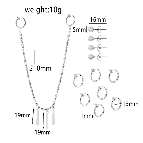 Miyamura Izumi Stainless Steel Earrings Lip Piercing with Long Chain Ear Cosplay Accessories Unisex Punk Popular Jewelry