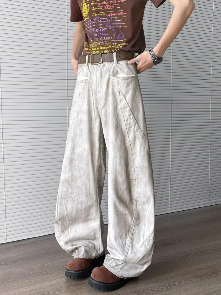 2025, Ropa Y2K Grunge Dirty Streetwear, gewaschene weiße Baggy-Jeans, Hosen für Herren, Kleidung, weites Bein, lange Hosen, Pantalones Hombre – Detail 12