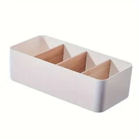 One Desktop Storage Box, A Bamboo and Wood Cosmetic Storage Basket, Is Suitable for The Living Room and Coffee Table. 1