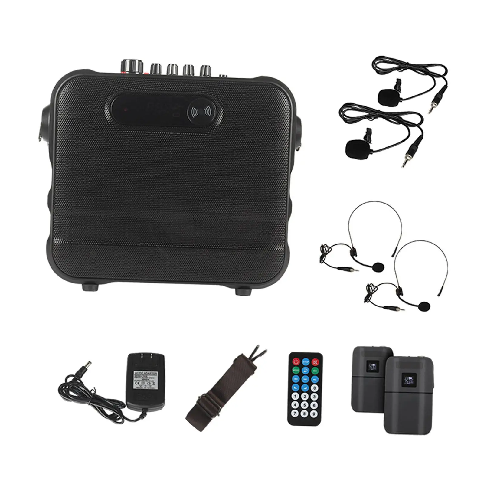 Karaoke Speaker and 2 Head Mounted Microphones for Girls Boys Indoor Adults