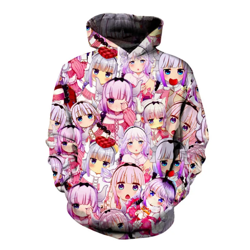 

SOSHIRL Naturally Cute Anime Hoodie 2018 New Fashion 3d Sweatshirt Women/men's Pullovers Kawaii Kanna Kamui Pink Hooded Dropship