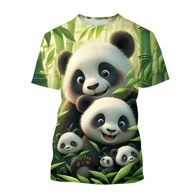 

Cute Chinese Panda 3D Printed T-shirt Men Cartoon Animal Pattern T Shirt Kids Round Neck Short-sleeved Casual Tops Street Tees