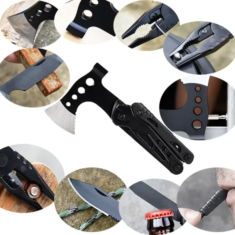 Multifunctional Axe Survival Axe Pliers MultiTool Camping Ax Hammer Outdoor Escape Tool Portable Fold Pliers Pocket Knife 5