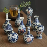 Jingdezhen Antique Underglazed Blue And White Porcelain Hand-painted Mini Water Vase Kungfu Tea Table Household Decorations 1