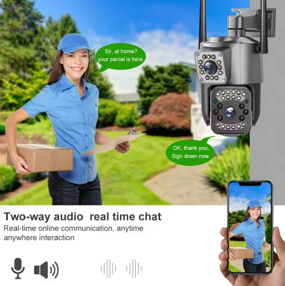 CCTV Security Protection 4K 8MP Dual Lens WiFi IP Camera Night Vision Ai Human Detect PTZ Outdoor Video Wireless Camara 4