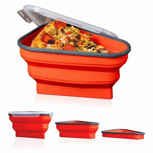 Pizza Storage Container Collapsible,Expandable Pizza Slice Container With  lid Silicone Adjustable leftover - AliExpress