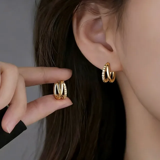 Boucles d'oreilles créoles vintage CZ pour femme, tendance, épaisses, rondes, pendantes, bijoux quotidiens scintillants, cadeau pour elle