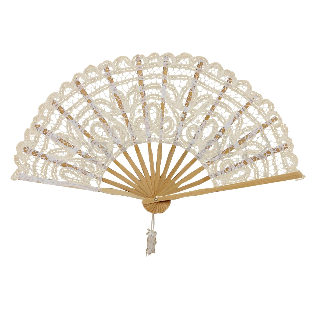 

Vintage Lady Handmade Lace Hand Fan Bridal Wedding Party Decoration, Lvory