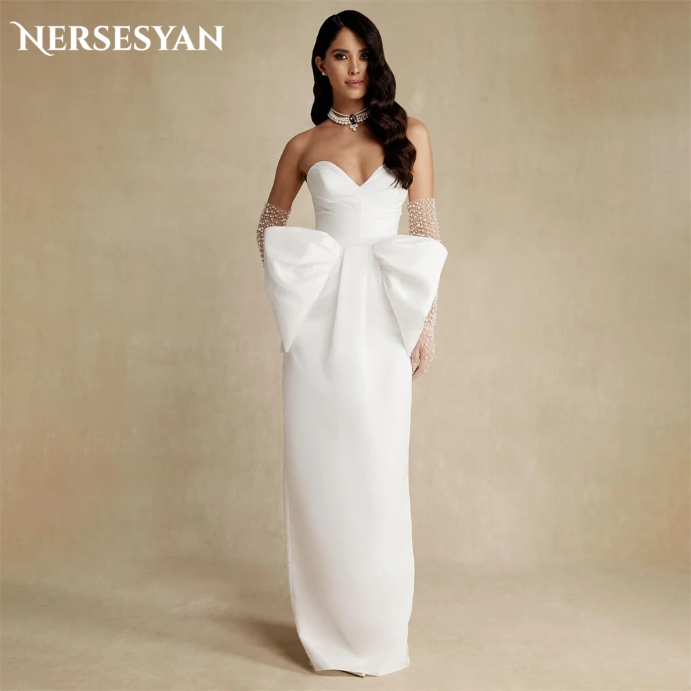 

Свадебное платье-Русалка Nersesyan, однотонное атласное облегающее платье без рукавов с открытой спиной и открытыми плечами, без перчаток, 2024