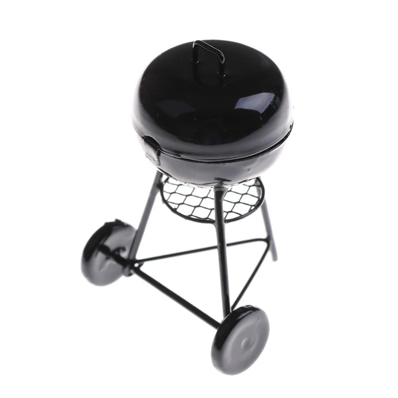 1:12 Dollhouse Miniature Black BBQ Grill Model Kitchen Accessories For Doll House Garden Outdoor Decor Kids Pretend Play Toys 4