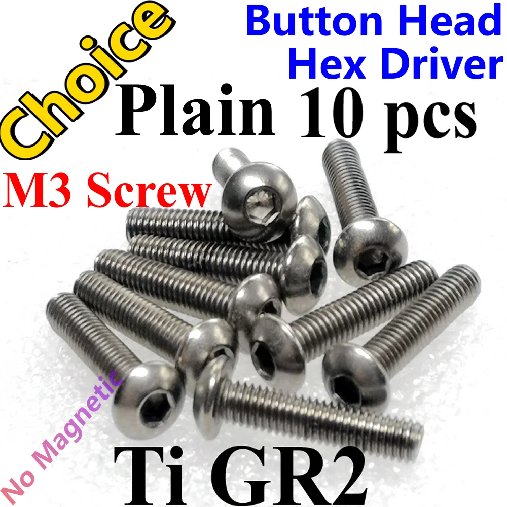 10-Pack Titanium Button Head Screws - Assorted Sizes