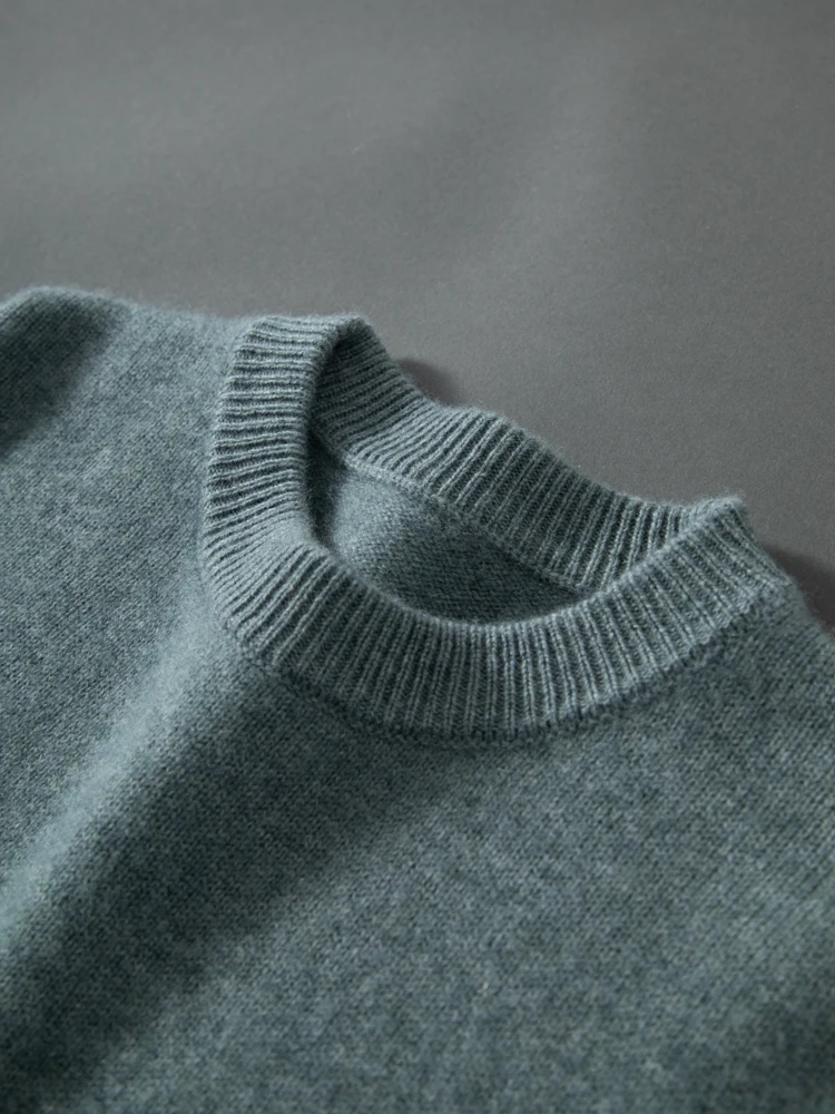 Light Luxury New Men's Sweater Autumn Winter Thick 100% Goat Cashmere O- Neck Pullovers Men Large Size Knitwear Youth Jumper