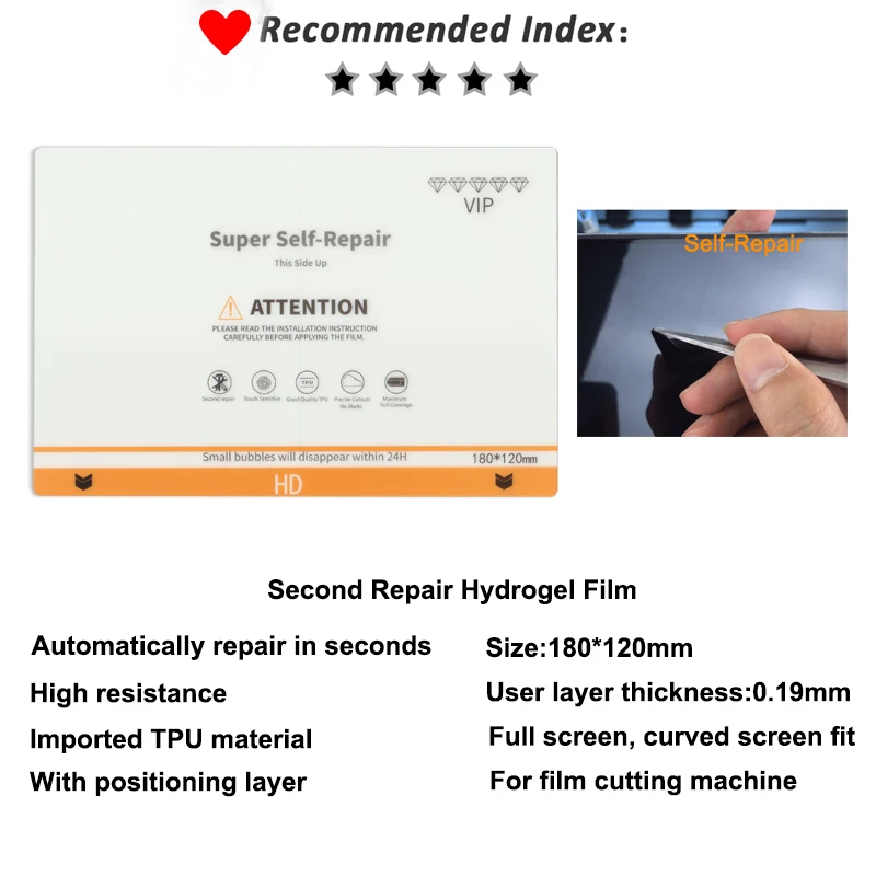 Vormir 50Pcs Self Healing Hydrogel Film for SS 890C Cutting Machine Hidrogel Screen Protectors for Cellphones Front Rear Films