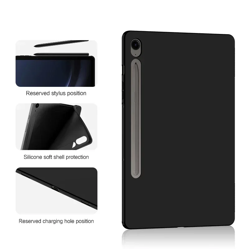 Black Silicone TPU Protective Shell Back Cover