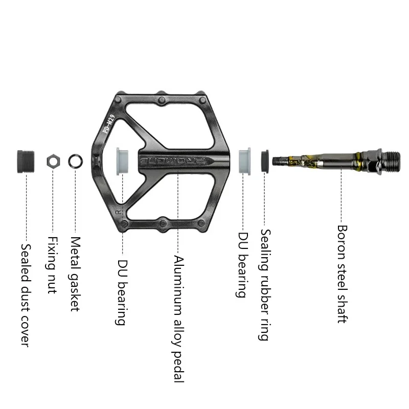 Pedale per bicicletta MTB Cuscinetto DU antiscivolo Pedali ultraleggeri ad alta resistenza Pedali con piattaforma larga Accessori per mountain bike - immagine 3