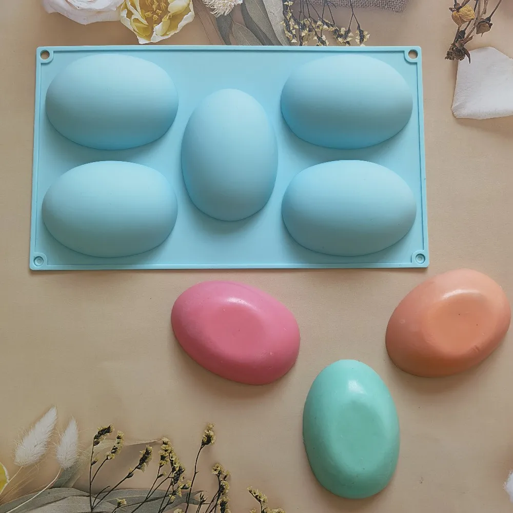 4 Cavity Oval Silicone Mold 3D Handmade Soap Forms Soap Silicon