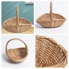 Wicker Picnic Basket Handle Empty Gift Basket Fill Open Top Market Harvest Baskets Garden Fruit Candy Wine Egg Gathering 5