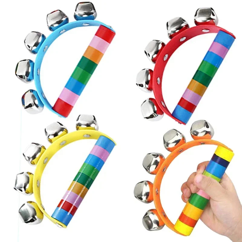 Colorful Rainbow Hand Held Bell Half Round Percussion Musical Toy for Adult KTV Family Party Game Gift