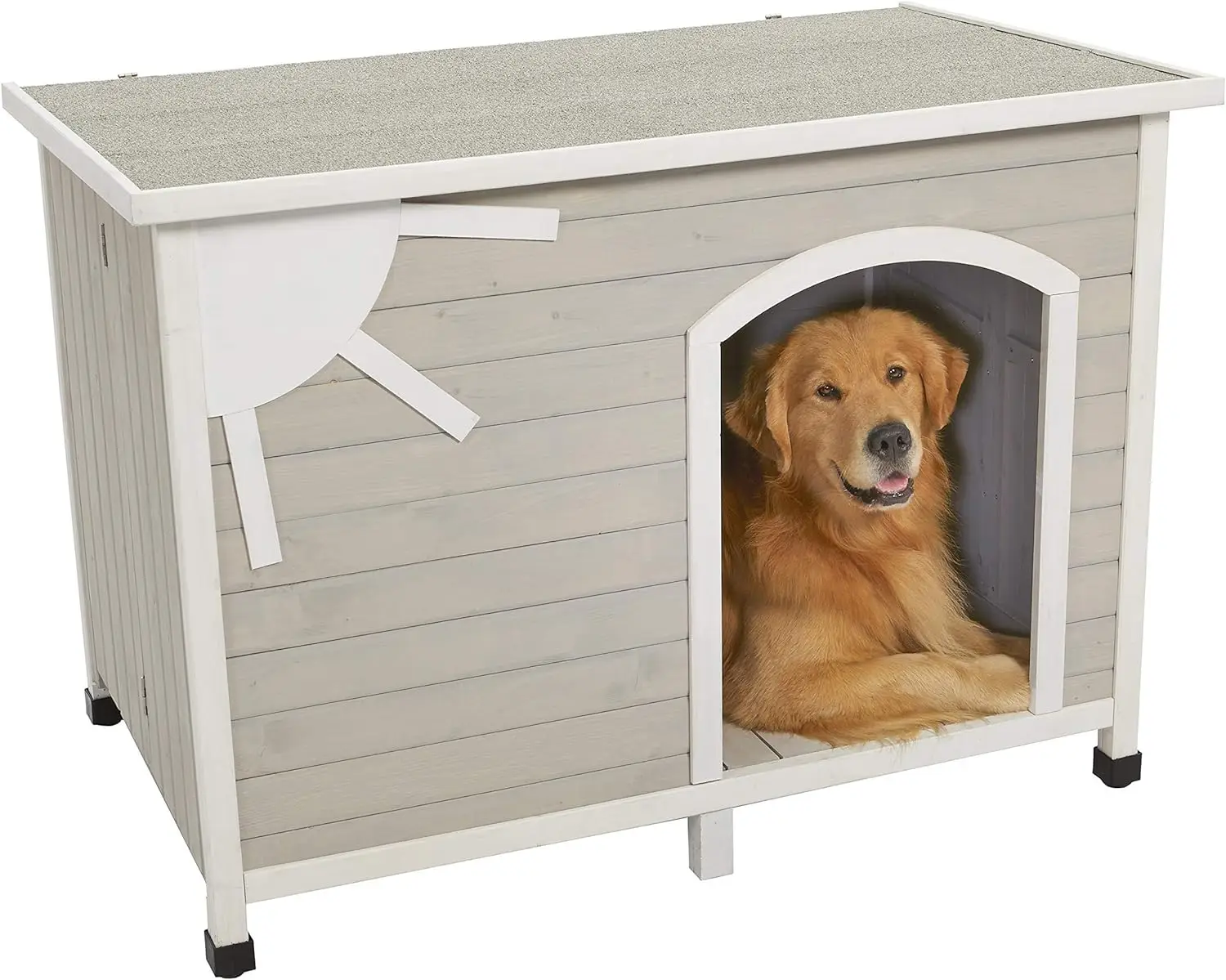 

Midwest Homes for Pets Eilio Folding Outdoor Wood Dog House, No Tools Required for Assembly | Dog House Ideal for Large Dog