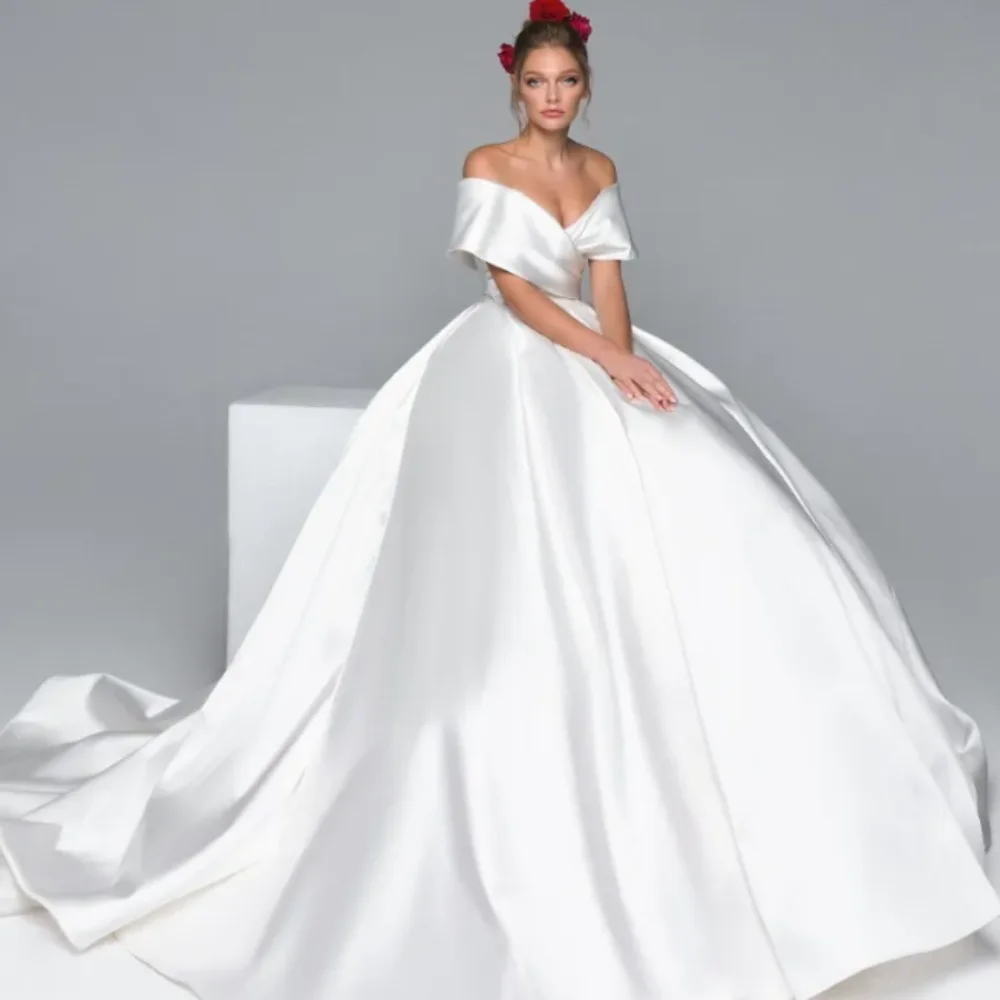 Eva Lendel 2024 Abiti Da Sposa In Raso Abiti Da Sposa Abiti Da Sposa Con Spalle Scoperte Una Linea Abito Da Ballo Su Misura Vestido De Novia