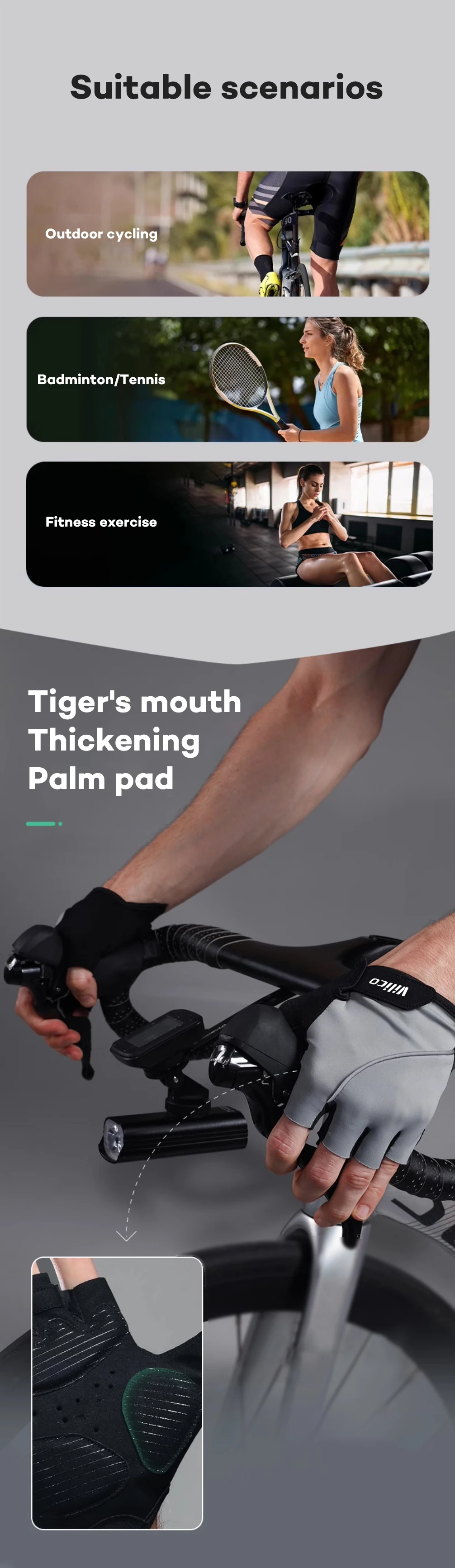Radfahren Fahrrad Handschuhe Halb Finger Stoßfest Atmungsaktiv MTB Mountainbike Sport Handschuhe Männer Frauen Radfahren Kurze Handschuhe – Detail 3